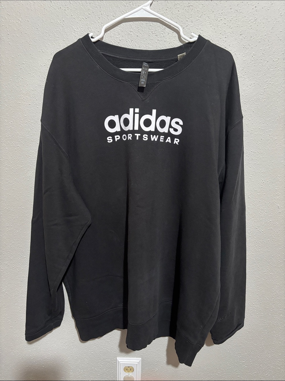 adidas - Men’s Black crewneck Sweatshirt with White Logo (size xxl)